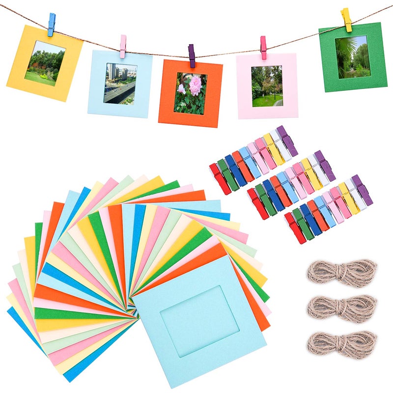 Sunmns Wall Decor Hanging Display Paper Photo Frame Set Compatible with Fujifilm Instax Mini 11 9 8 70 90 26 Camera Films, Mini Link Printer, 30 Piece (Colorful) - Image 2